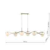 Lysandra 6 Light Bar Pendant Polished Gold and Opal Glass