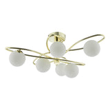 Lysandra 6 Light Semi-Flush Polished Gold and Opal Glass