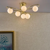 Lysandra 6 Light Semi-Flush Polished Gold and Opal Glass