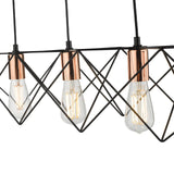 Midi 4 Light Bar Pendant Black & Copper Detail