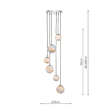 Mikara 6 Light Cluster Pendant Marble Effect Glass & Polished Chrome