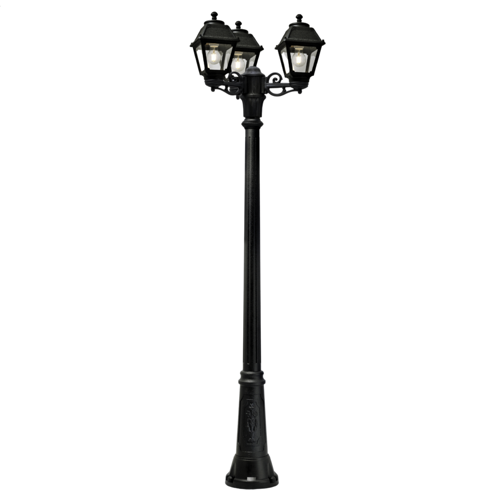 Mary Gigi Bisso 3L E27 (No Lamp), Classic Post Lantern, Black/Clear