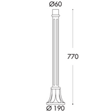 Mizar Post w/o door 770mm Black (60mm spigot)