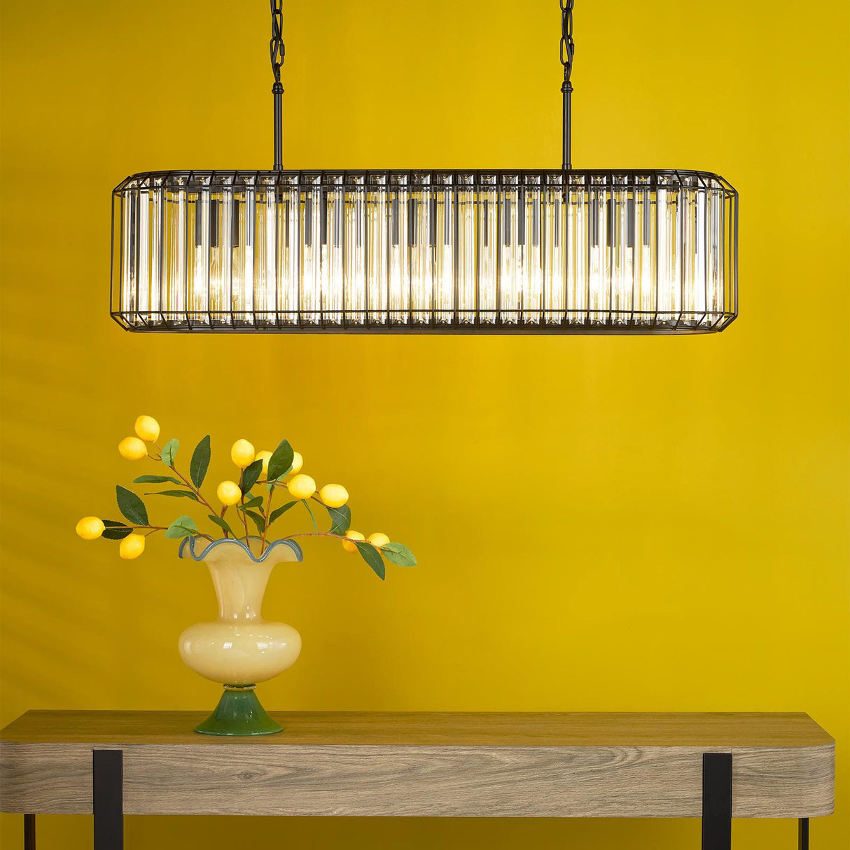 Naeva 5 Light Pendant Matt Black and Crystal