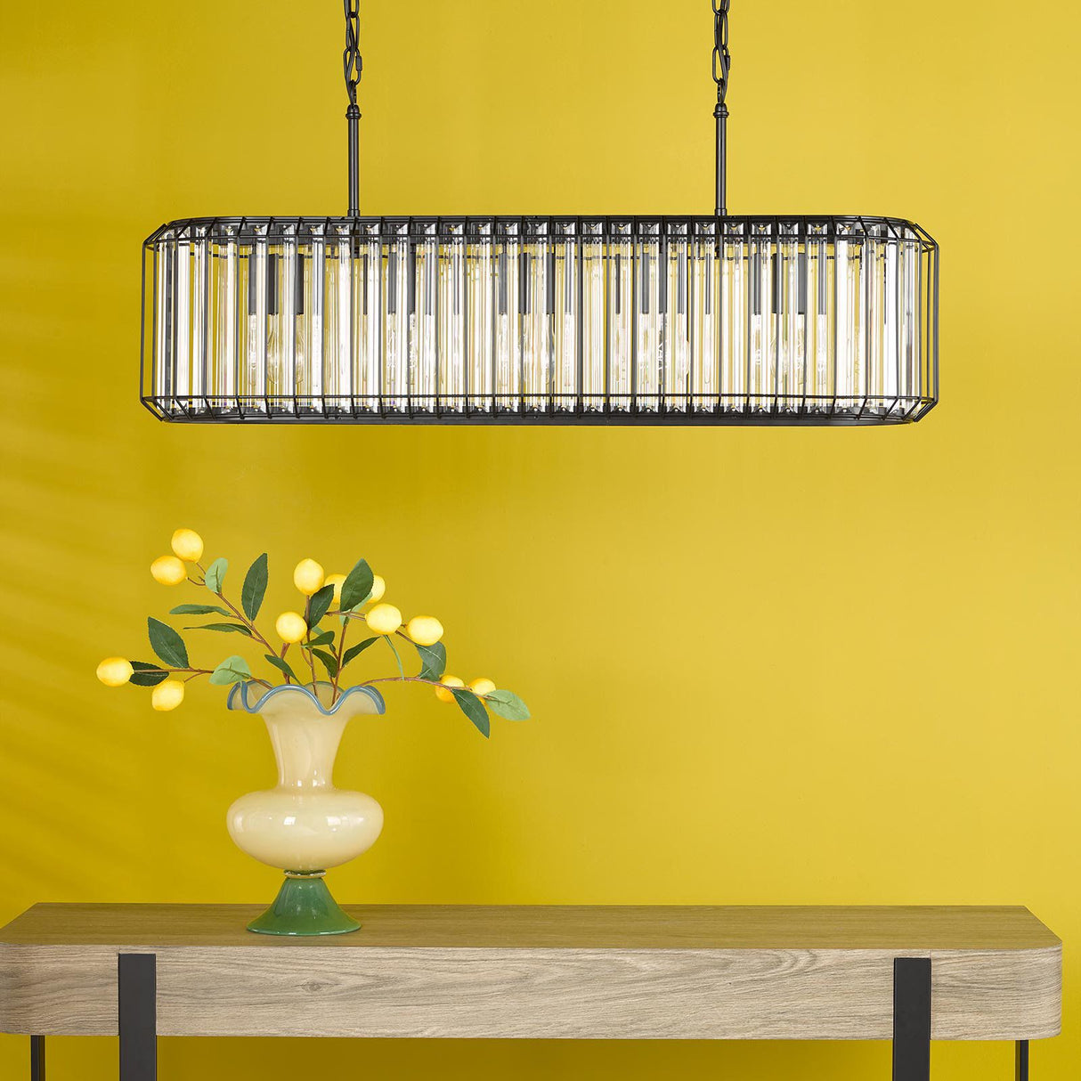 Naeva 5 Light Pendant Matt Black and Crystal