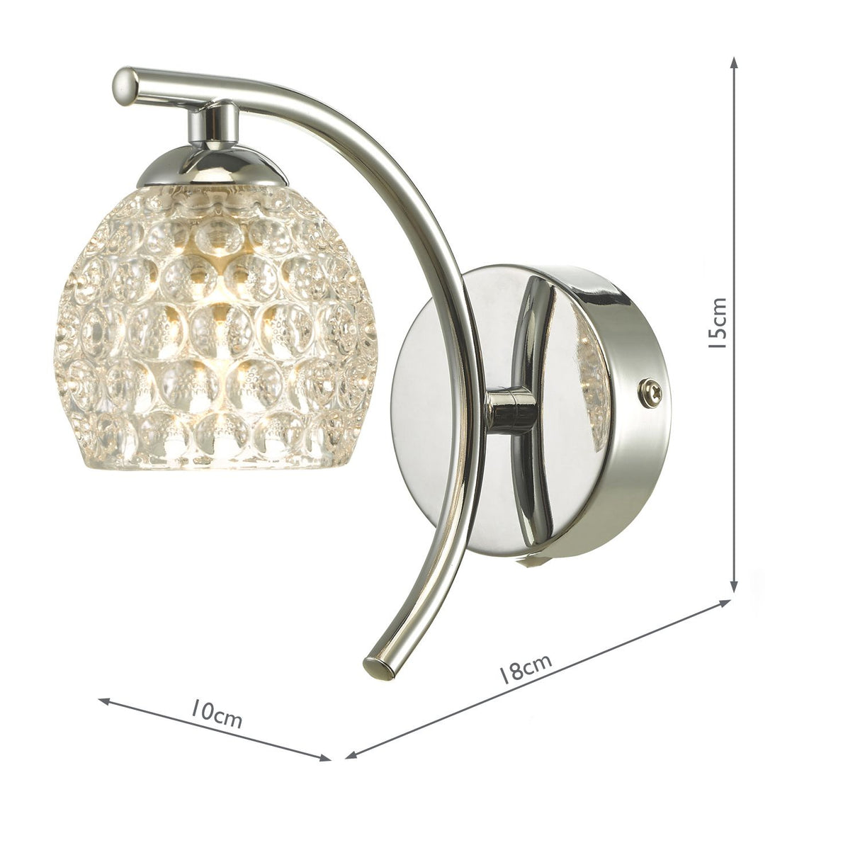 Nakita Wall Light Polished Chrome With Dimpled Open Glass