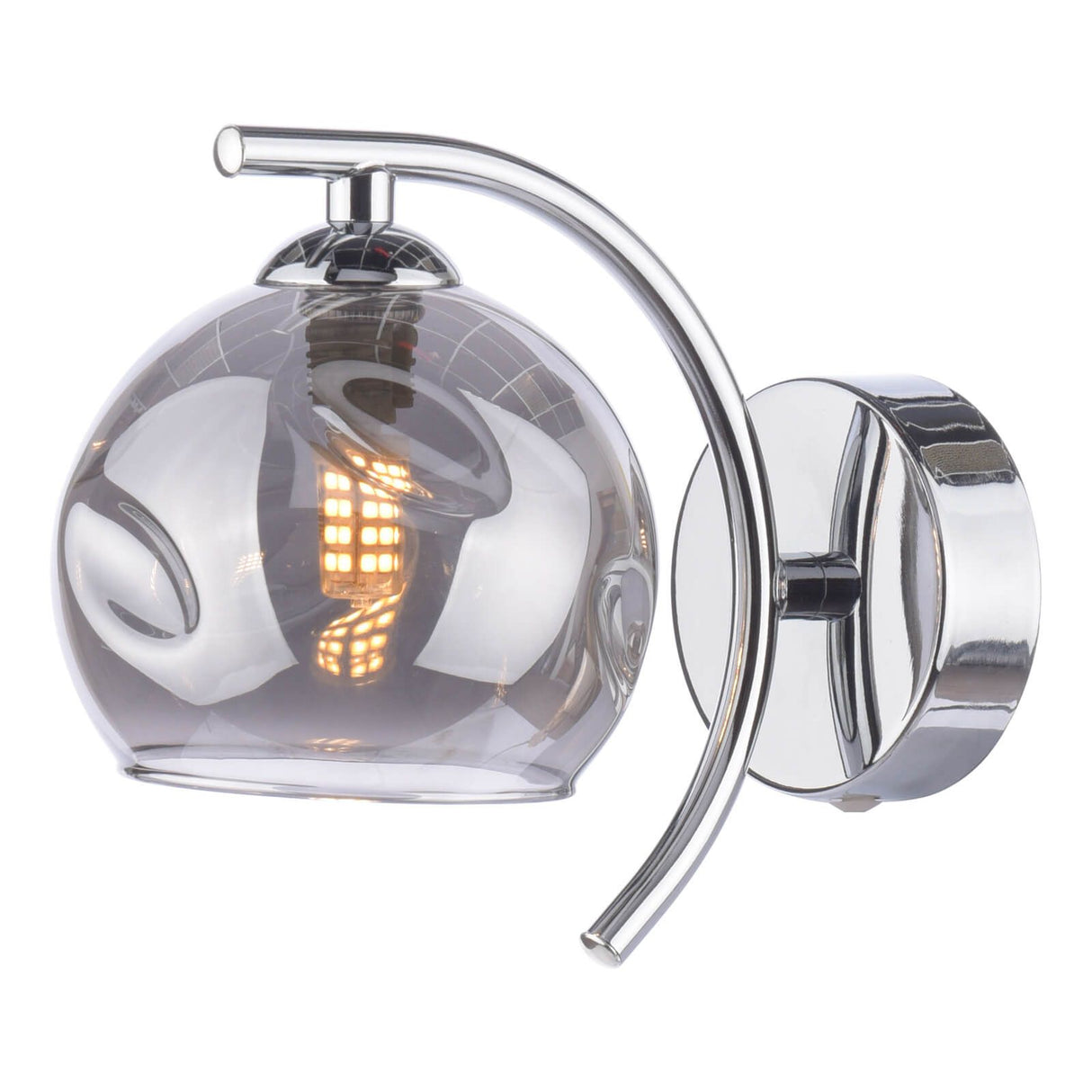 Nakita Wall Light Polished Chrome With Organic Smoked Glass