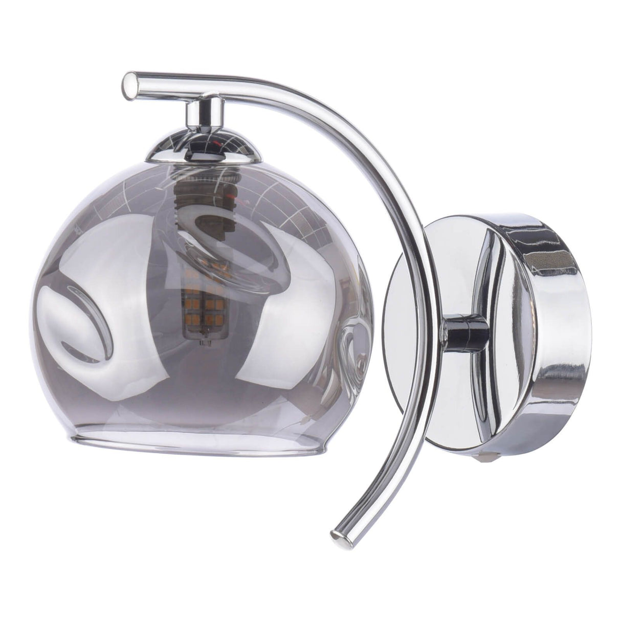 Nakita Wall Light Polished Chrome With Organic Smoked Glass