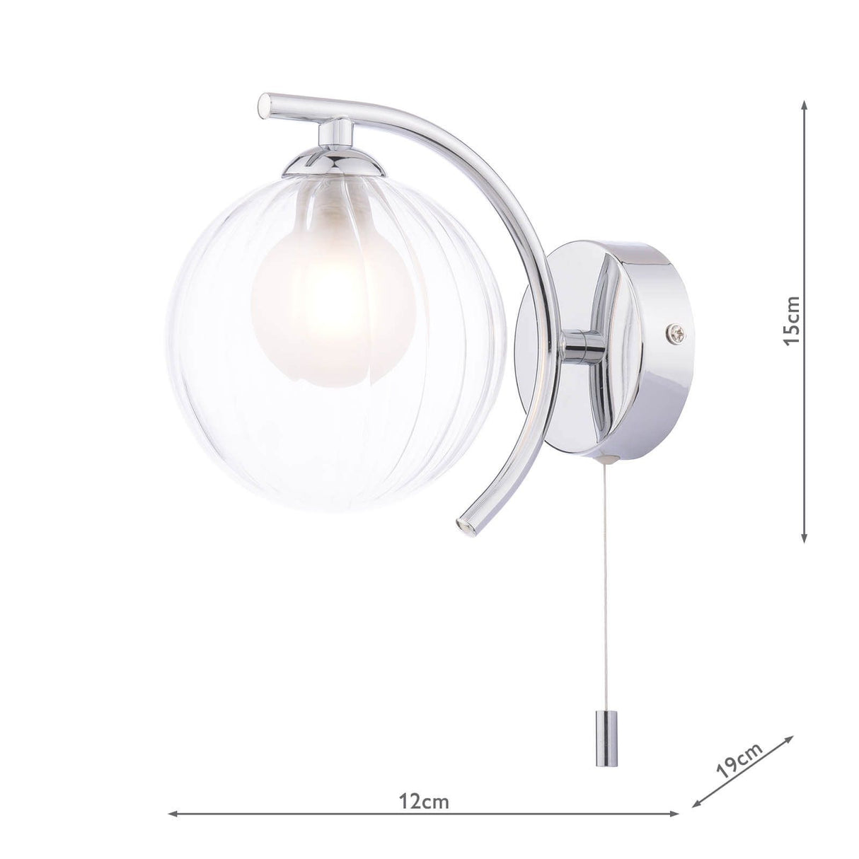 Nakita Wall Light Polished Chrome With Clear/Opal Glass