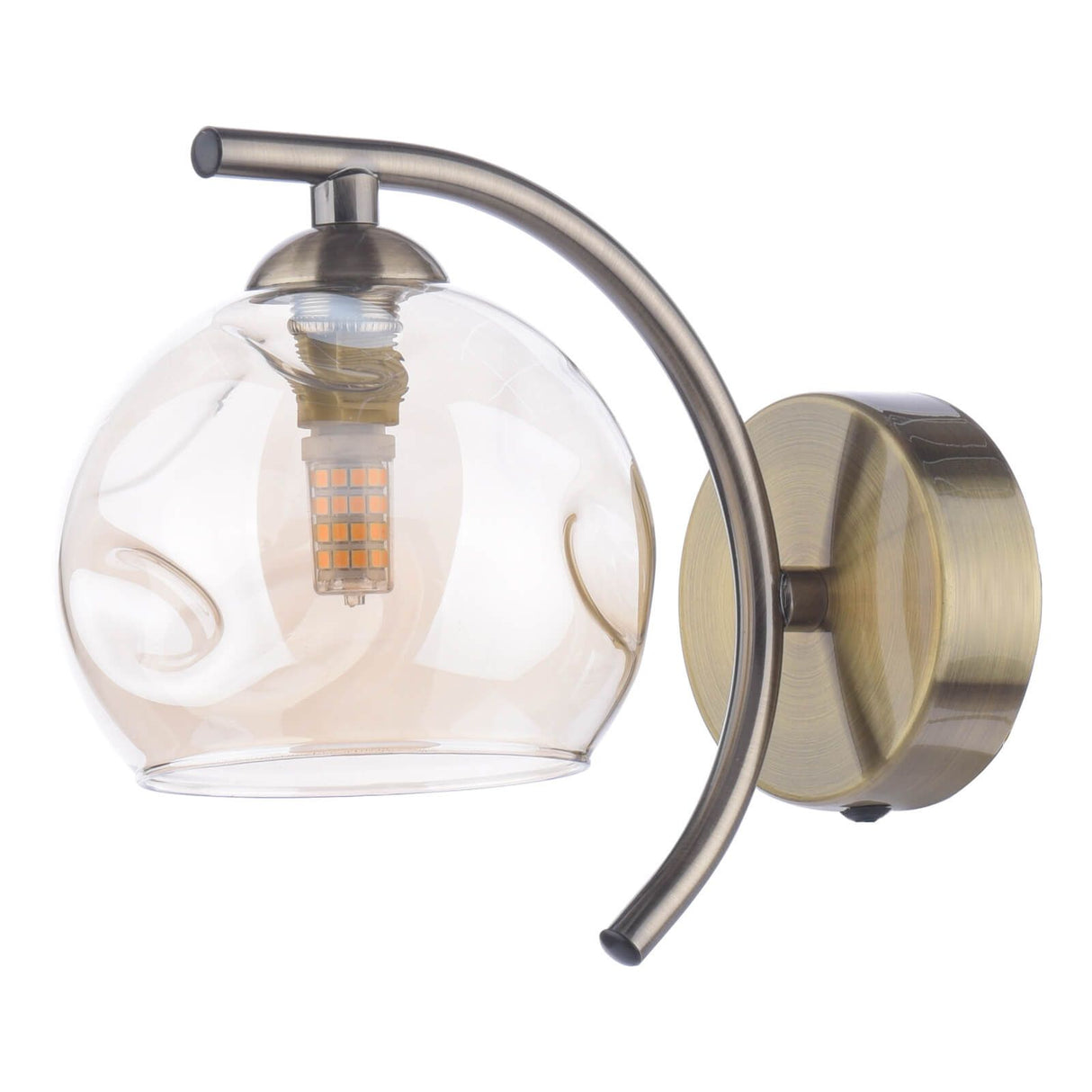 Nakita Wall Light Antique Brass With Organic Amber Glass