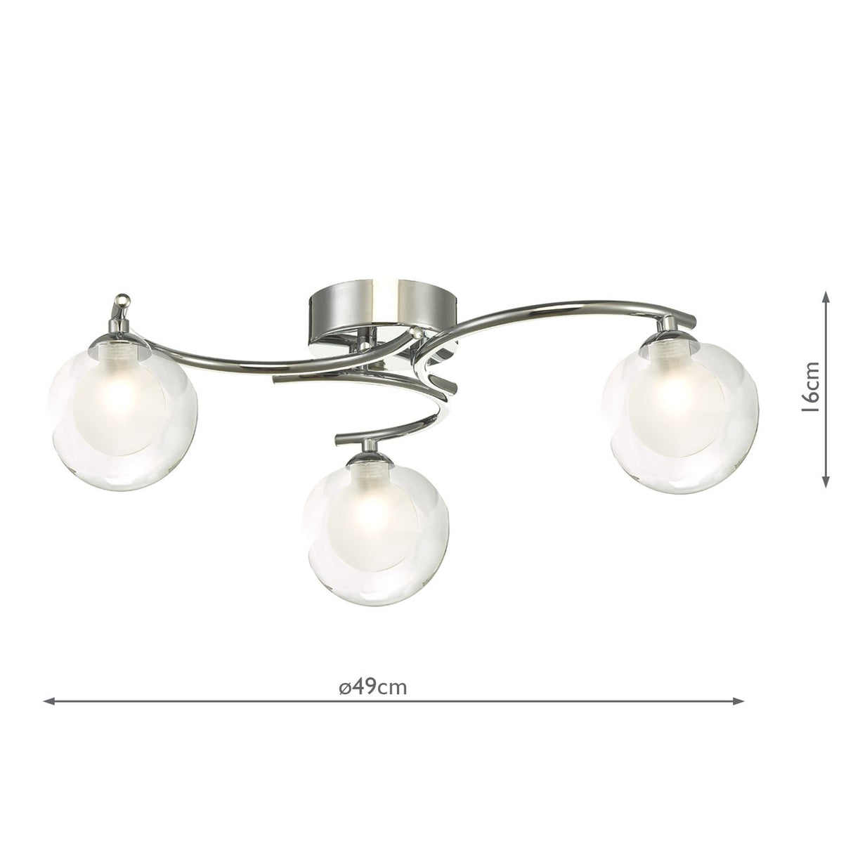 Nakita 3 Light Semi Flush Polished Chrome With Clear/Opal Glass
