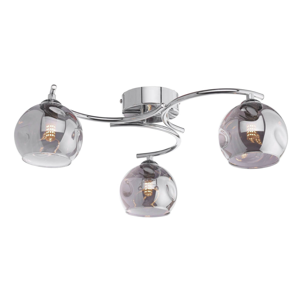 Nakita 3 Light Semi Flush Polished Chrome With Organic Smoked Glass