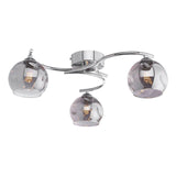 Nakita 3 Light Semi Flush Polished Chrome With Organic Smoked Glass