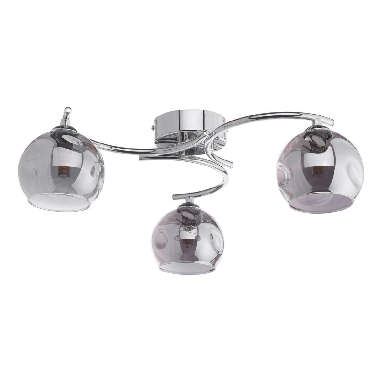 Nakita 3 Light Semi Flush Polished Chrome With Organic Smoked Glass