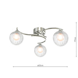 Nakita 3 Light Semi Flush Polished Chrome With Clear/Opal Glass