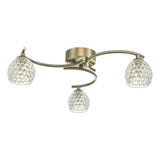 Nakita 3 Light Semi Flush Antique Brass With Dimpled Open Glass