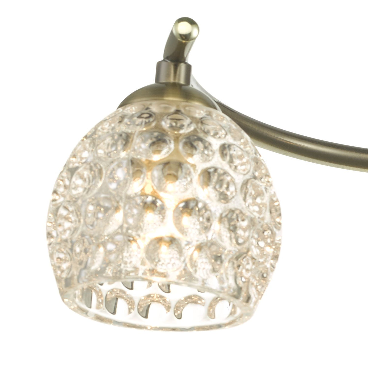 Nakita 3 Light Semi Flush Antique Brass With Dimpled Open Glass