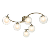Nakita 6 Light Semi Flush Antique Brass With Clear/Opal Glass