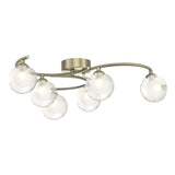 Nakita 6 Light Semi Flush Antique Brass With Clear/Opal Glass