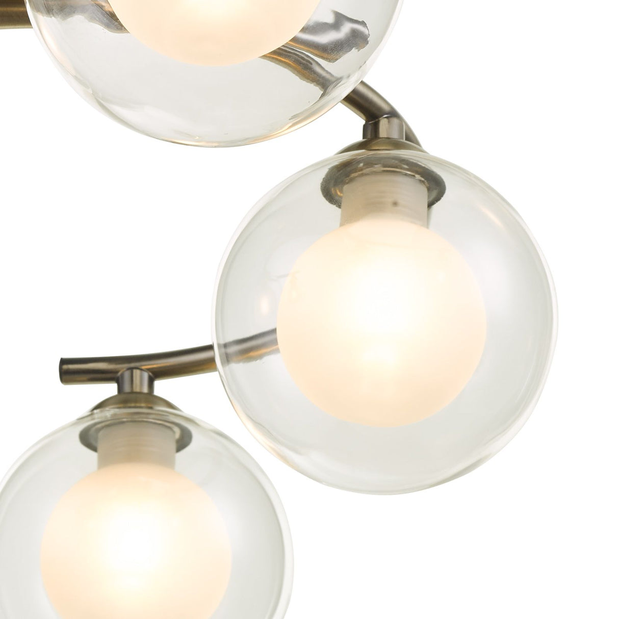 Nakita 6 Light Semi Flush Antique Brass With Clear/Opal Glass