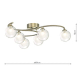 Nakita 6 Light Semi Flush Antique Brass With Clear/Opal Glass