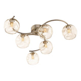 Nakita 6 Light Semi Flush Antique Brass With Organic Amber Glass