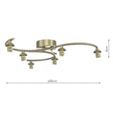 Nakita 6 Light Semi Flush Antique Brass Frame Only