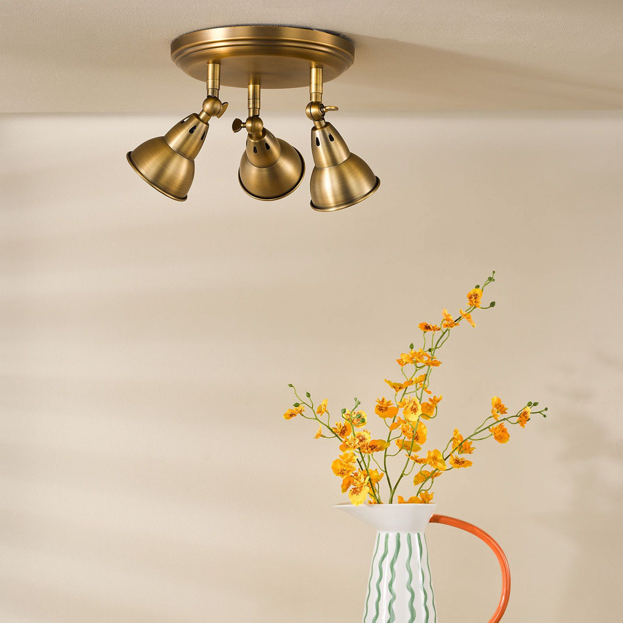 Nathaniel 3 Light Plate Spotlight Aged Brass