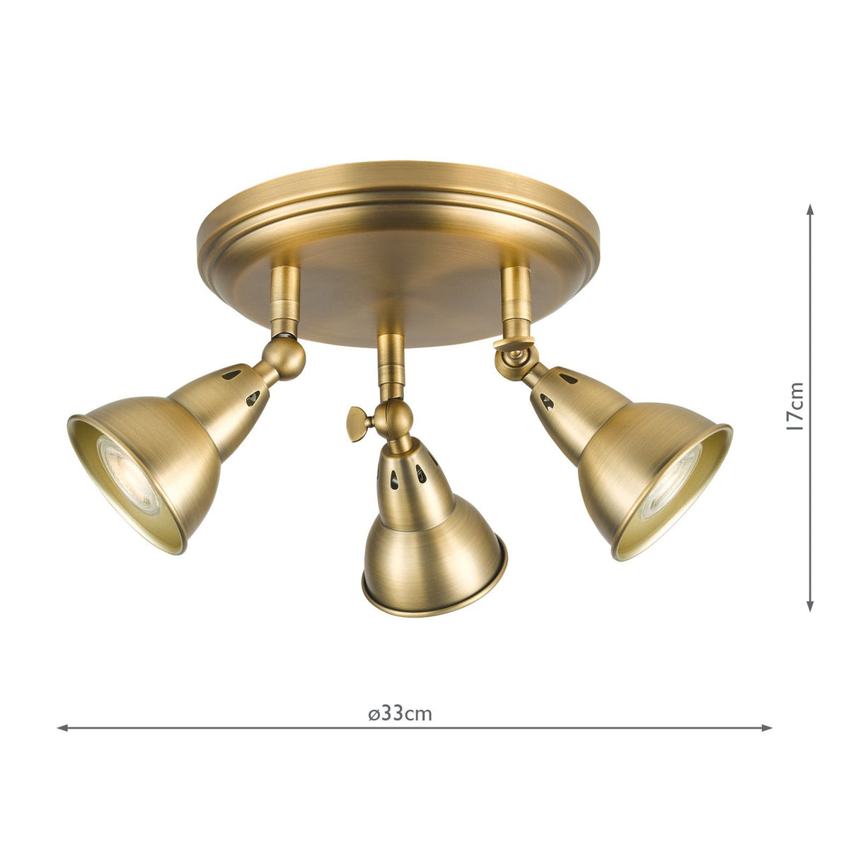 Nathaniel 3 Light Plate Spotlight Aged Brass