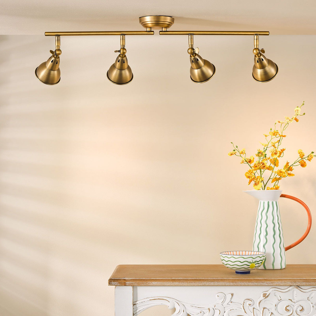 Nathaniel 4 Light Bar Spotlight Aged Brass