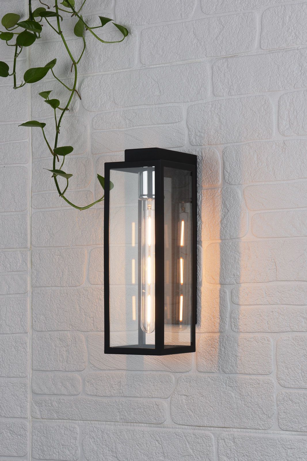Naxos Outdoor Wall Light Black Glass IP43