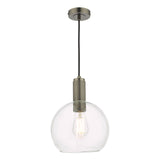 Nikolas Pendant Antique Chrome Round Clear Glass