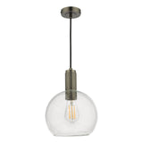 Nikolas Pendant Antique Chrome Round Clear Glass