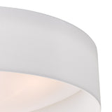 Nysa 3 Light Flush White Faux Silk 60cm