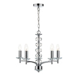 Oleana 5 Light Pendant Polished Chrome Crystal