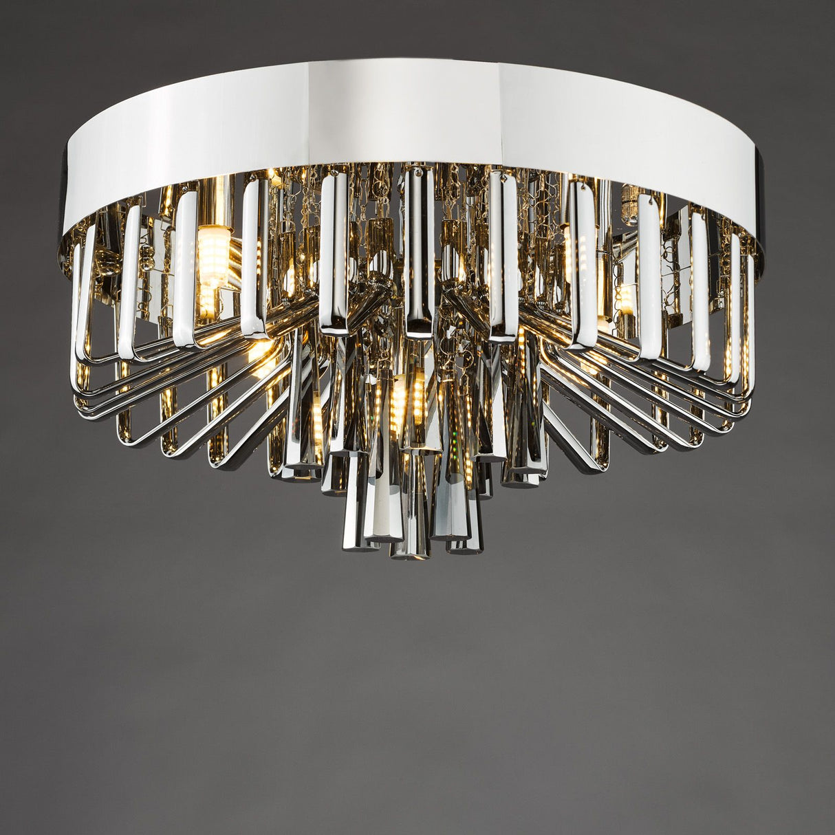 Olin 5 Light Flush Polished Chrome and Smoked Glass