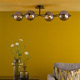 Olympus 4 Light Semi-Flush Matt Black With Smoked Dimpled Glass