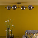 Olympus 4 Light Semi-Flush Matt Black With Smoked Dimpled Glass