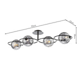 Olympus 4 Light Semi-Flush Matt Black With Smoked Dimpled Glass