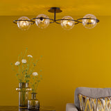 Olympus 4 Light Semi-Flush Matt Black With Clear Dimpled Glass