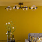 Olympus 4 Light Semi-Flush Matt Black With Clear Dimpled Glass