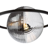 Olympus 4 Light Semi-Flush Matt Black With Smoked/Clear Ribbed Glass