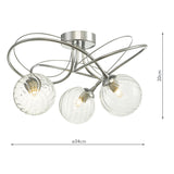 Onawa 3 Light Semi Flush Polished Chrome With Twisted Glass