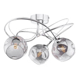 Onawa 3 Light Semi Flush Polished Chrome With Organic Smoked Glass