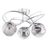 Onawa 3 Light Semi Flush Polished Chrome With Organic Smoked Glass