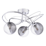 Onawa 3 Light Semi Flush Polished Chrome With Smoked/Clear Ribbed Glass