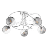 Onawa 5lt Semi Flush Polished Chrome With Smoked/Clear Ribbed Glass