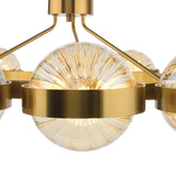 Ophira 12 Light Pendant Antique Gold and Amber Ribbed Glass