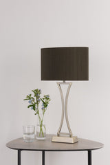 Oporto Wavy Table Lamp Antique Brass With Brown Shade