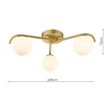 Orlena 3 Light Flush Satin Gold and Opal Glass